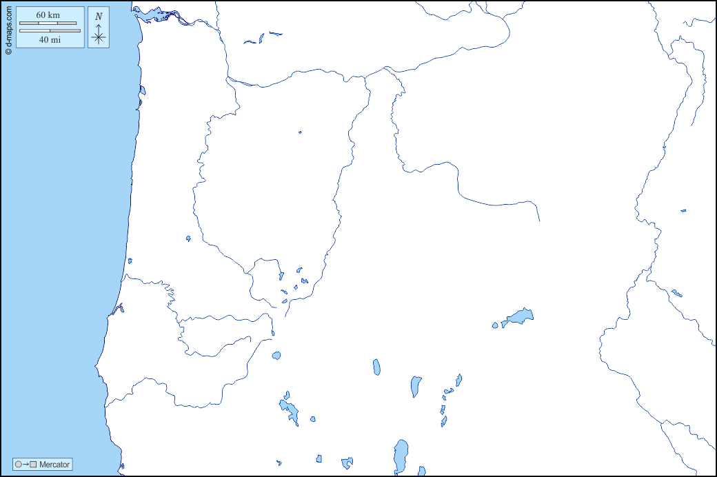 Oregon : d-maps.com: mappa gratuita, mappa muta gratuita, cartina muta gratuita : litorali, idrografia