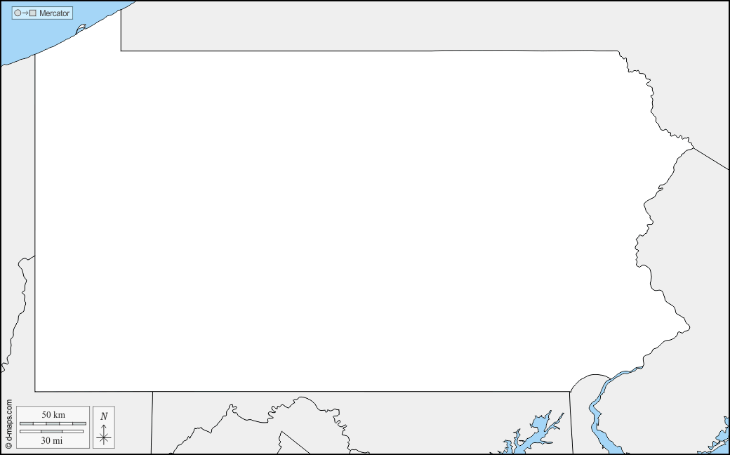 Pennsylvania : d-maps.com: mappa gratuita, mappa muta gratuita, cartina muta gratuita : frontiere