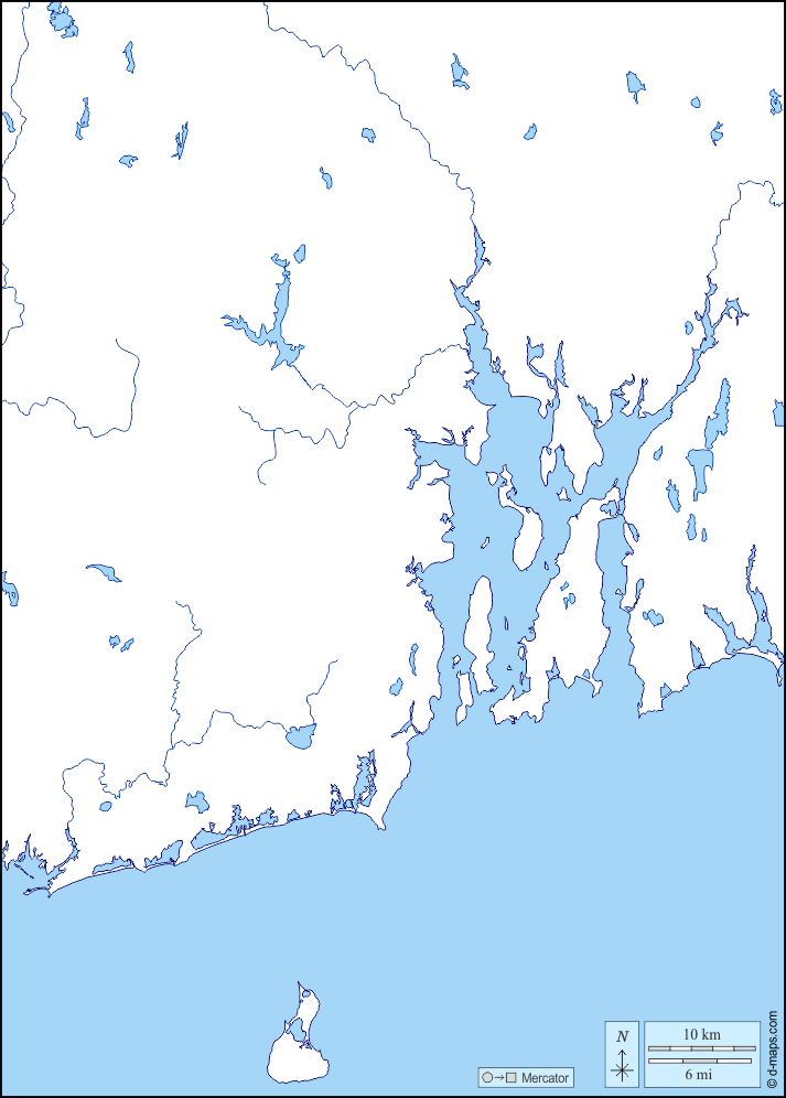 Rhode Island : d-maps.com: mappa gratuita, mappa muta gratuita, cartina muta gratuita : litorali, idrografia