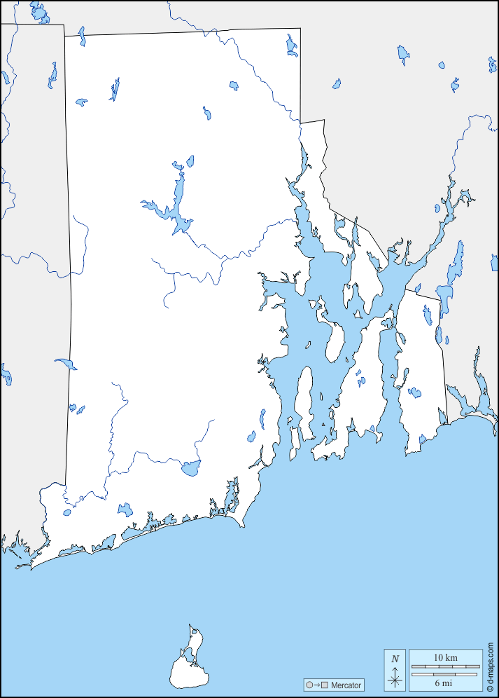 Rhode Island : d-maps.com: mappa gratuita, mappa muta gratuita, cartina muta gratuita : frontiere, idrografia
