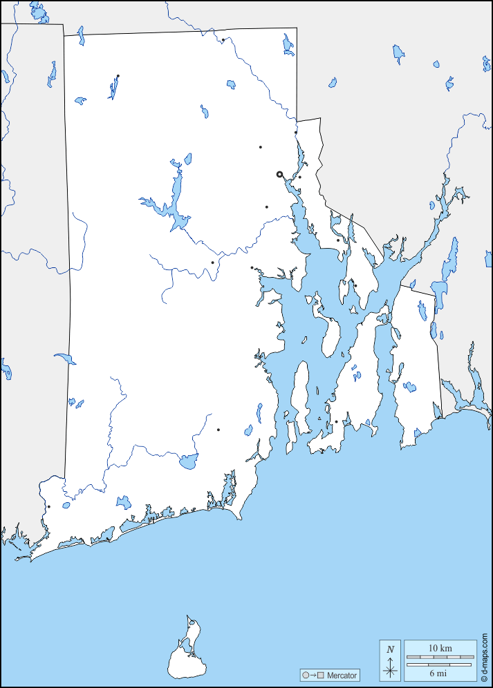 Rhode Island : d-maps.com: mappa gratuita, mappa muta gratuita, cartina muta gratuita : frontiere, idrografia, principali città