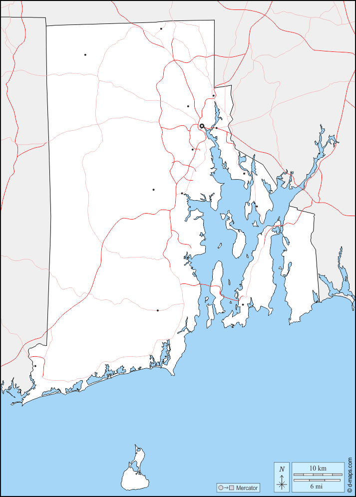 Rhode Island : d-maps.com: mappa gratuita, mappa muta gratuita, cartina muta gratuita : frontiere, principali città, strade