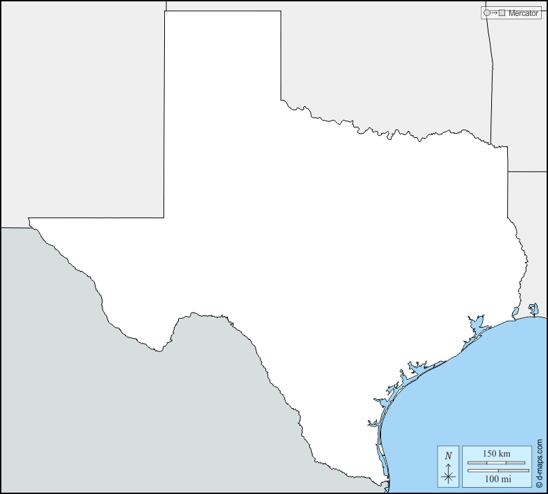Texas : d-maps.com: mappa gratuita, mappa muta gratuita, cartina muta gratuita : frontiere