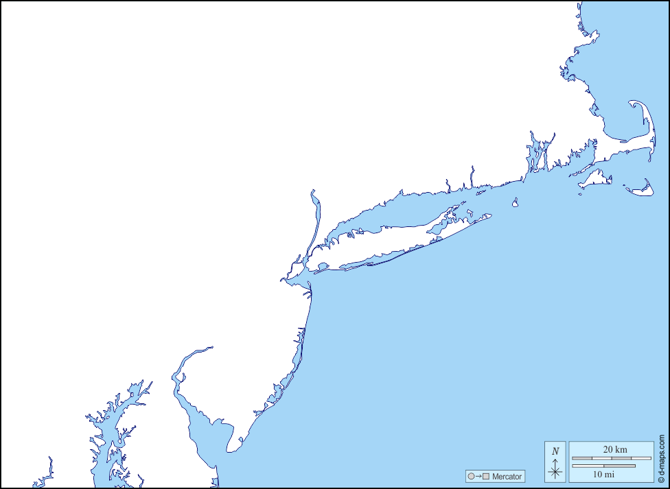 Megalopolis BosWash : d-maps.com: mappa gratuita, mappa muta gratuita, cartina muta gratuita : litorali