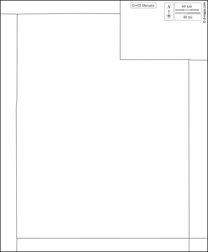 Utah : d-maps.com: mappa gratuita, mappa muta gratuita, cartina muta gratuita : frontiere, bianco