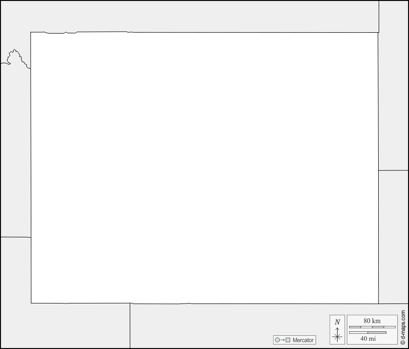 Wyoming : d-maps.com: mappa gratuita, mappa muta gratuita, cartina muta gratuita : frontiere