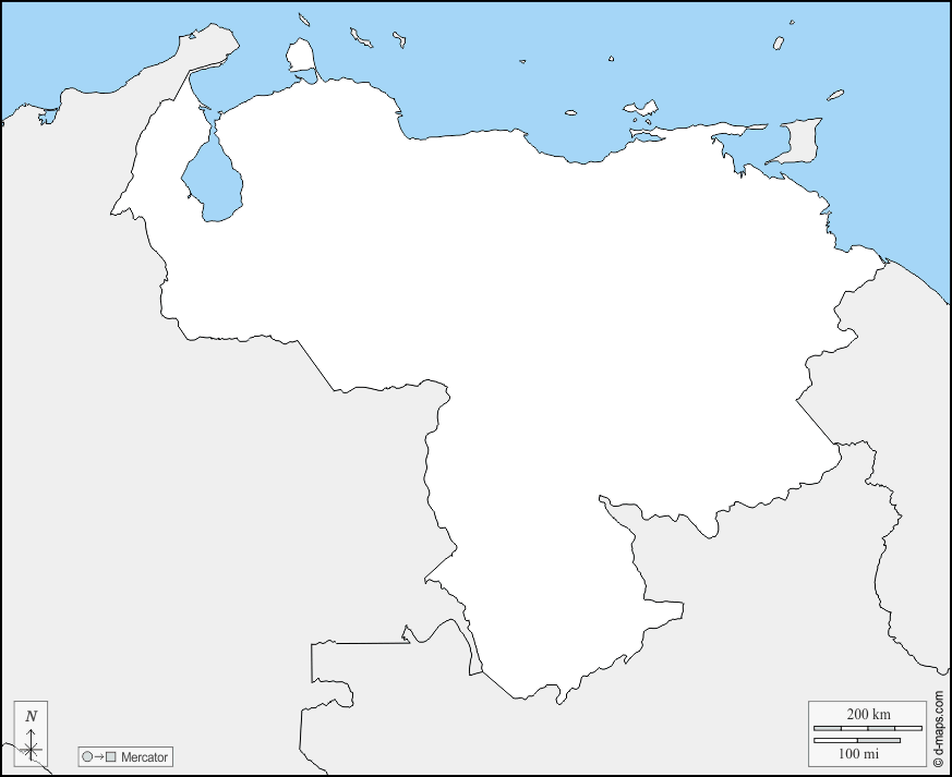 Venezuela : d-maps.com: mappa gratuita, mappa muta gratuita, cartina muta gratuita : frontiere