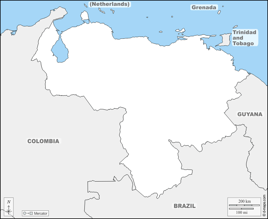 Venezuela : d-maps.com: mappa gratuita, mappa muta gratuita, cartina muta gratuita : frontiere, nomi