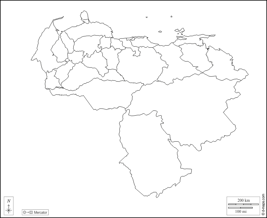 Venezuela : d-maps.com: Kostenlose Karten, kostenlose stumme Karte, kostenlose unausgefüllt Landkarte, kostenlose hochauflösende Umrisskarte : Umrisse, Länder, weiß
