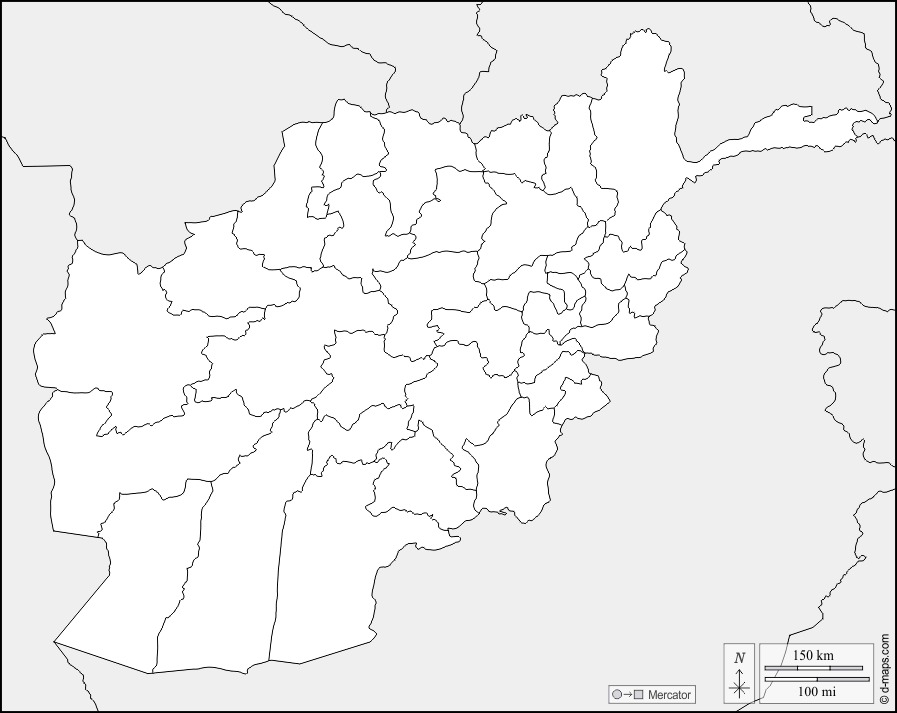 Afghanistan : d-maps.com: mappa gratuita, mappa muta gratuita, cartina muta gratuita : frontiere, province