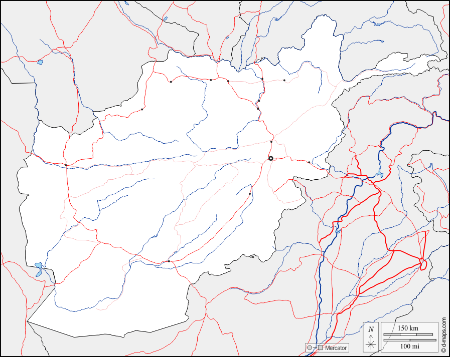 Afghanistan : d-maps.com: mappa gratuita, mappa muta gratuita, cartina muta gratuita : frontiere, idrografia, principali città, strade