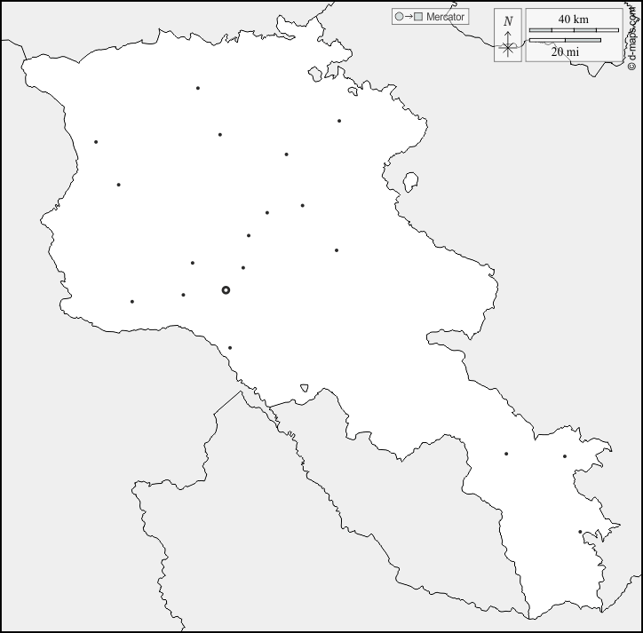 Armenien : d-maps.com: Kostenlose Karten, kostenlose stumme Karte, kostenlose unausgefüllt Landkarte, kostenlose hochauflösende Umrisskarte : Grenzen, Wichtige Städte