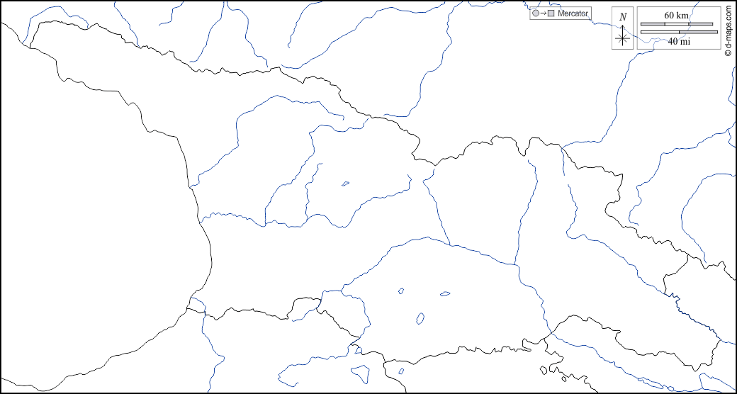 Georgia : d-maps.com: mappa gratuita, mappa muta gratuita, cartina muta gratuita : frontiere, idrografia