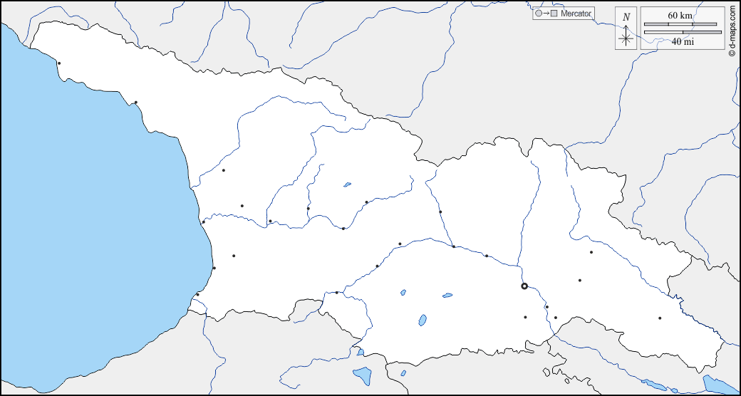 Georgia : d-maps.com: mappa gratuita, mappa muta gratuita, cartina muta gratuita : frontiere, idrografia, principali città