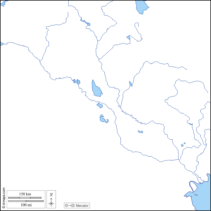 Iraq : d-maps.com: mappa gratuita, mappa muta gratuita, cartina muta gratuita : litorali, idrografia