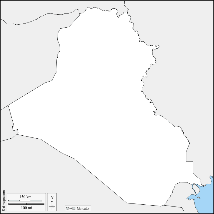 Iraq : d-maps.com: mappa gratuita, mappa muta gratuita, cartina muta gratuita : frontiere
