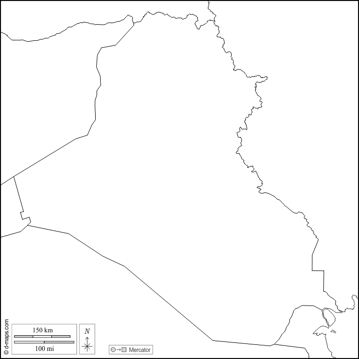 Iraq : d-maps.com: mappa gratuita, mappa muta gratuita, cartina muta gratuita : frontiere, bianco