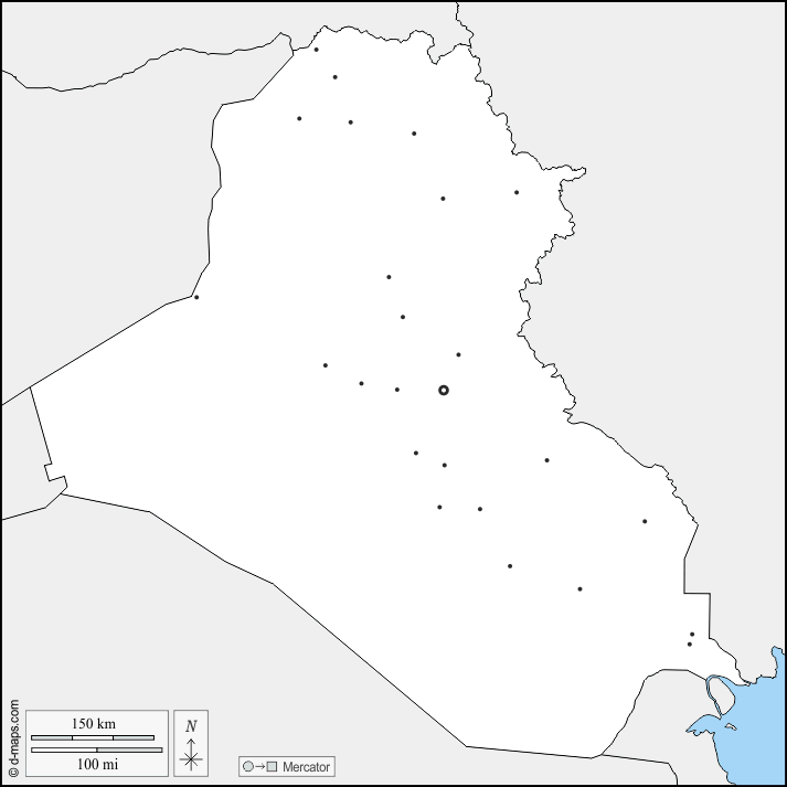 Iraq : d-maps.com: mappa gratuita, mappa muta gratuita, cartina muta gratuita : frontiere, principali città