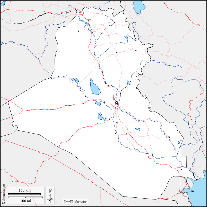 Iraq : d-maps.com: mappa gratuita, mappa muta gratuita, cartina muta gratuita : frontiere, idrografia, principali città, strade