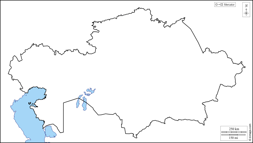 Kazakistan : d-maps.com: mappa gratuita, mappa muta gratuita, cartina muta gratuita : litorali, limiti