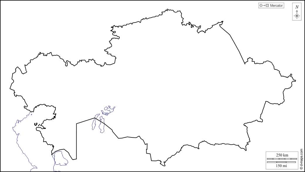 Kazakistan : d-maps.com: mappa gratuita, mappa muta gratuita, cartina muta gratuita : litorali, limiti, bianco