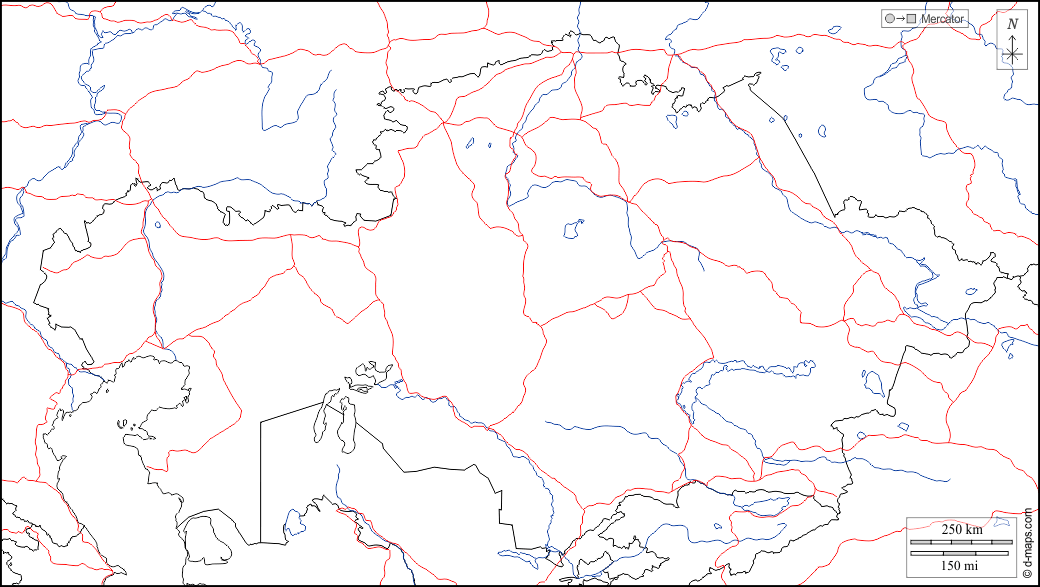 Kazakistan : d-maps.com: mappa gratuita, mappa muta gratuita, cartina muta gratuita : frontiere, idrografia, strade, bianco