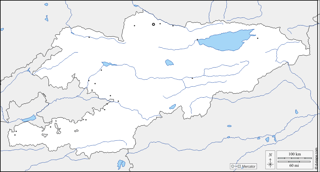 Kirghizistan : d-maps.com: mappa gratuita, mappa muta gratuita, cartina muta gratuita : frontiere, idrografia, principali città