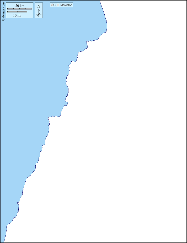 Libano : d-maps.com: mappa gratuita, mappa muta gratuita, cartina muta gratuita : litorali