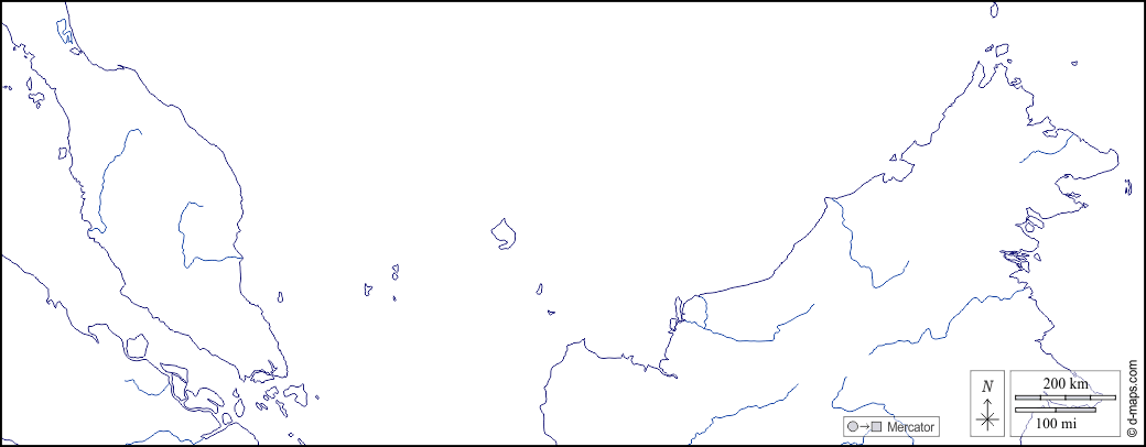 Malaysia : d-maps.com: mappa gratuita, mappa muta gratuita, cartina muta gratuita : litorali, idrografia, bianco