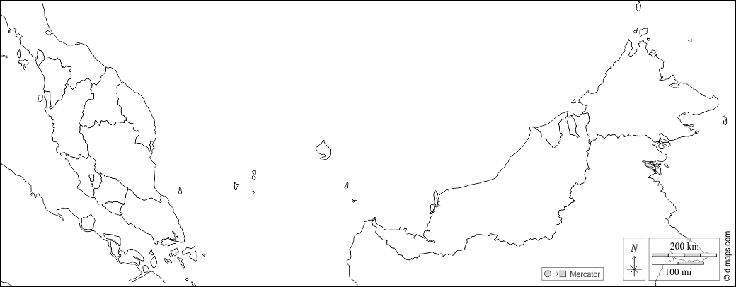 Malaysia : d-maps.com: mappa gratuita, mappa muta gratuita, cartina muta gratuita : frontiere, stati, bianco
