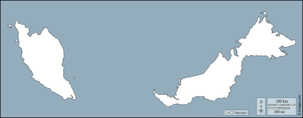 Malaysia : d-maps.com: mappa gratuita, mappa muta gratuita, cartina muta gratuita : contorni