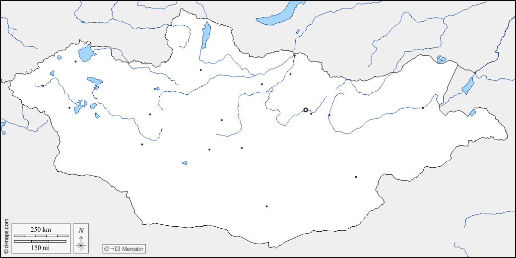 Mongolia : d-maps.com: mappa gratuita, mappa muta gratuita, cartina muta gratuita : frontiere, idrografia, principali città