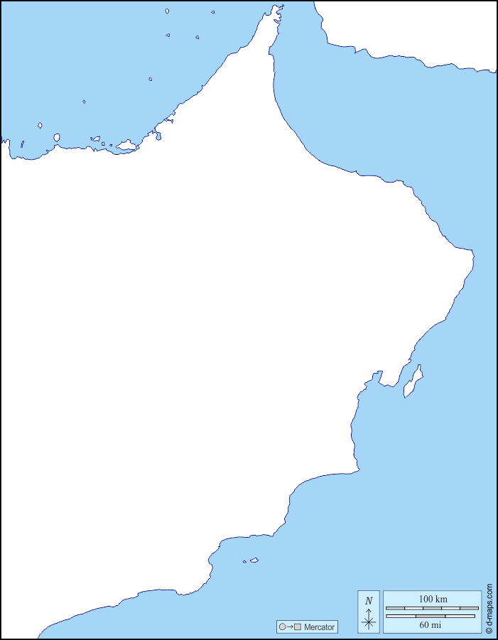 Oman : d-maps.com: mappa gratuita, mappa muta gratuita, cartina muta gratuita : litorali