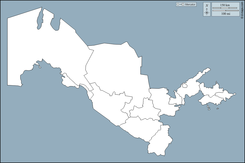 أوزبكستان : خريطة مجانية, خريطة خاليه من الفراغ, خريطة الخطوط العريضة, خريطة القاعدة الحرة
 : الخطوط العريضة, المحافظات