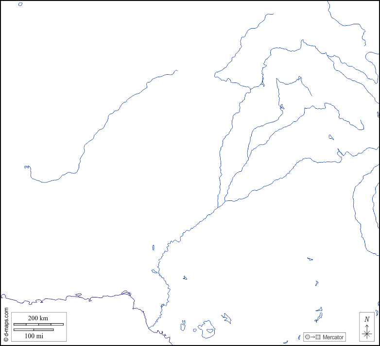 Pakistan : d-maps.com: mappa gratuita, mappa muta gratuita, cartina muta gratuita : litorali, idrografia, bianco