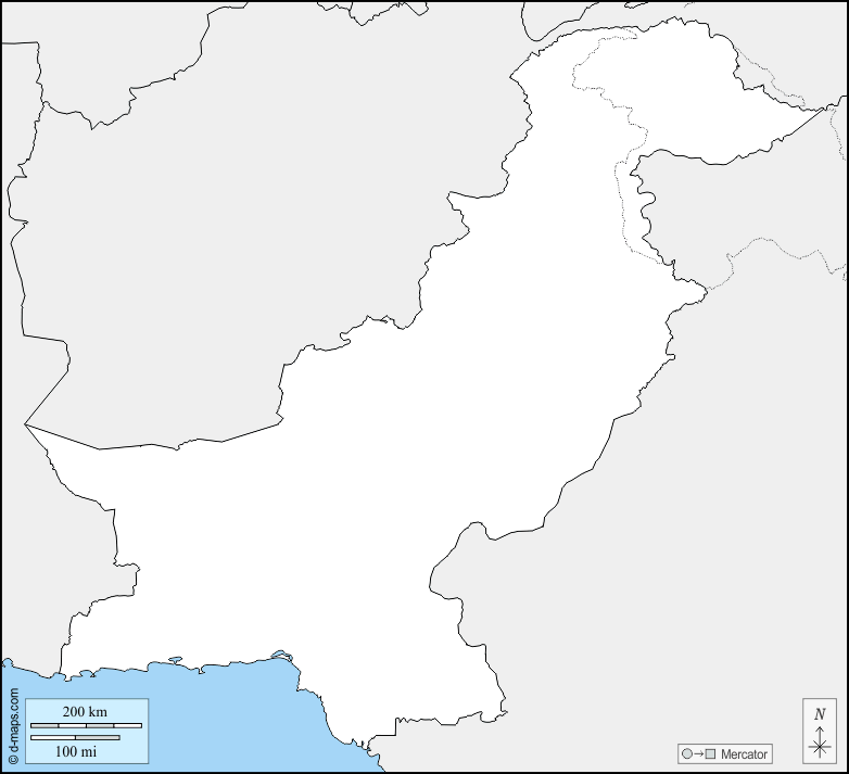 Pakistan : d-maps.com: mappa gratuita, mappa muta gratuita, cartina muta gratuita : frontiere