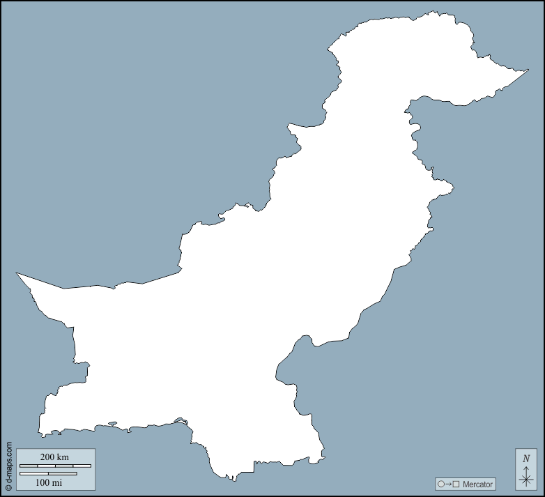 Pakistan : d-maps.com: mappa gratuita, mappa muta gratuita, cartina muta gratuita : contorni