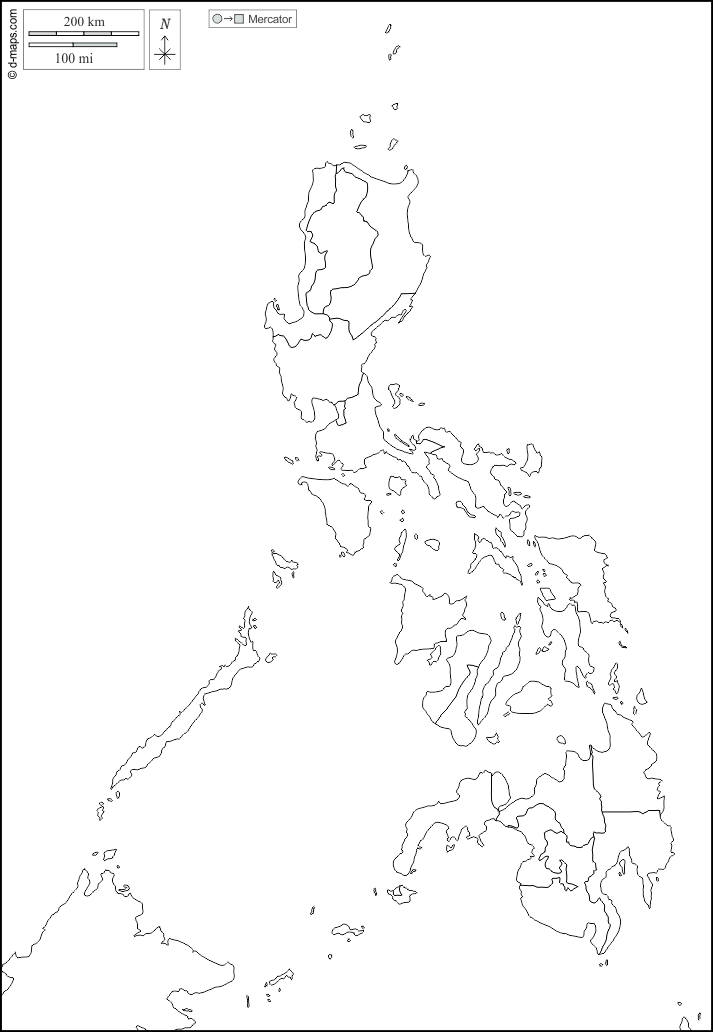 Filippine : d-maps.com: mappa gratuita, mappa muta gratuita, cartina muta gratuita : frontiere, regioni, bianco