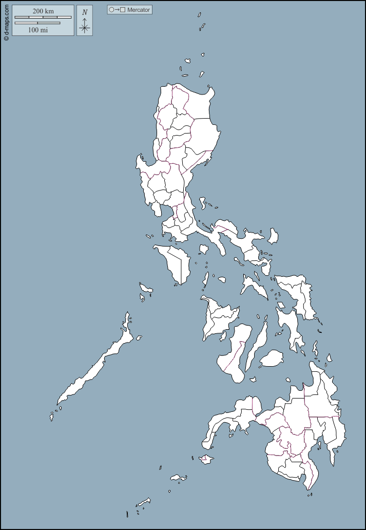Filippine : d-maps.com: mappa gratuita, mappa muta gratuita, cartina muta gratuita : contorni, province