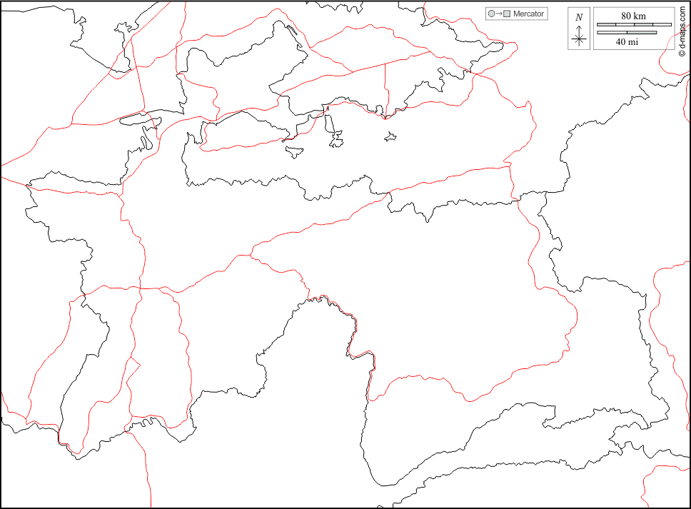 Tadschikistan : d-maps.com: Kostenlose Karten, kostenlose stumme Karte, kostenlose unausgefüllt Landkarte, kostenlose hochauflösende Umrisskarte : Grenzen, Straßen, weiß