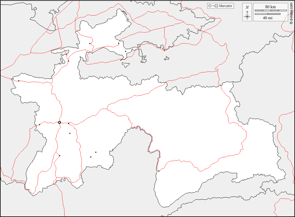 Tagikistan : d-maps.com: mappa gratuita, mappa muta gratuita, cartina muta gratuita : frontiere, principali città, strade