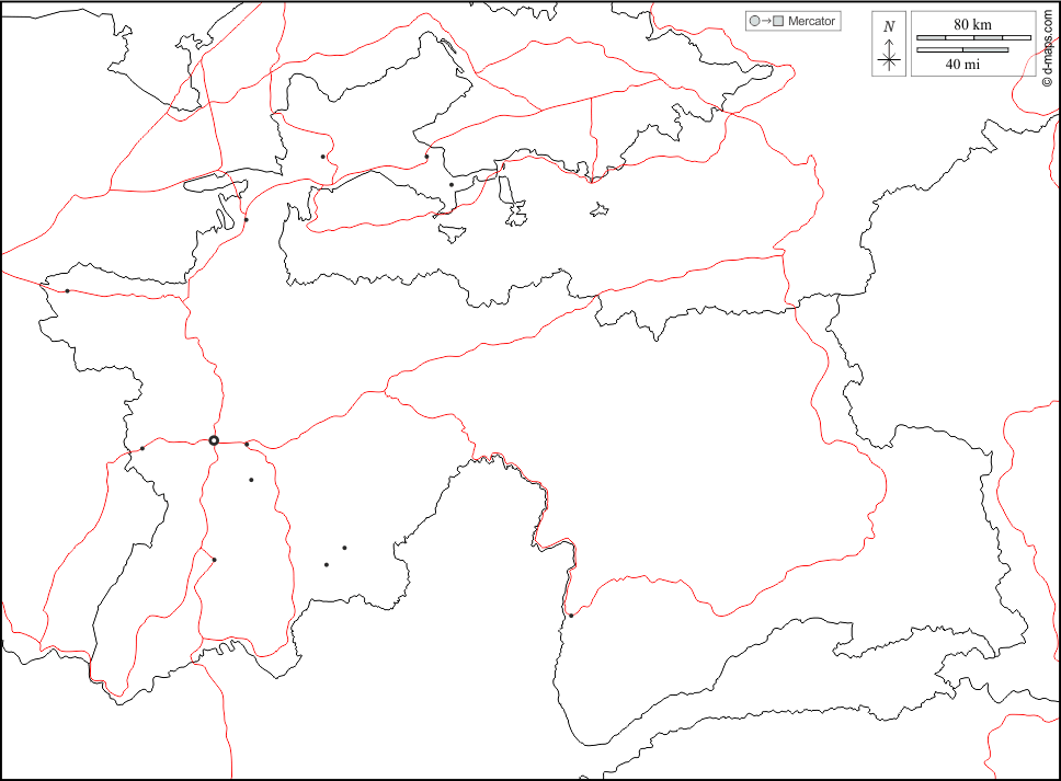 Tagikistan : d-maps.com: mappa gratuita, mappa muta gratuita, cartina muta gratuita : frontiere, principali città, strade, bianco