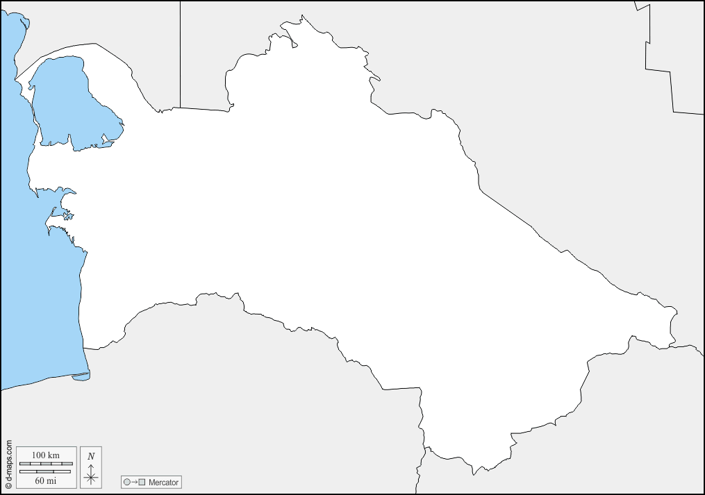 Turkmenistan : d-maps.com: mappa gratuita, mappa muta gratuita, cartina muta gratuita : frontiere