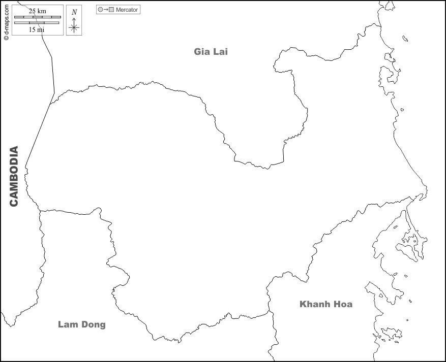 Provincia di Dak Lakx : d-maps.com: mappa gratuita, mappa muta gratuita, cartina muta gratuita : frontiere, nomi, bianco
