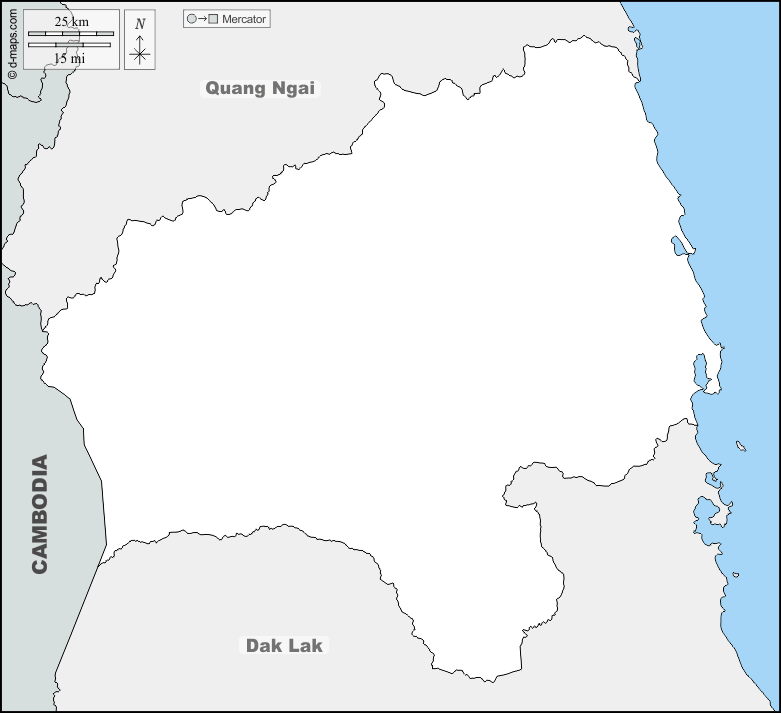 Provincia di Gia Lai : d-maps.com: mappa gratuita, mappa muta gratuita, cartina muta gratuita : frontiere, nomi