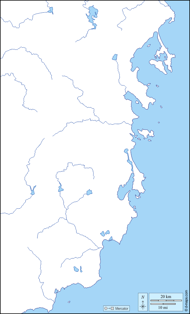Provincia di Khanh Hoa : d-maps.com: mappa gratuita, mappa muta gratuita, cartina muta gratuita : litorali, idrografia