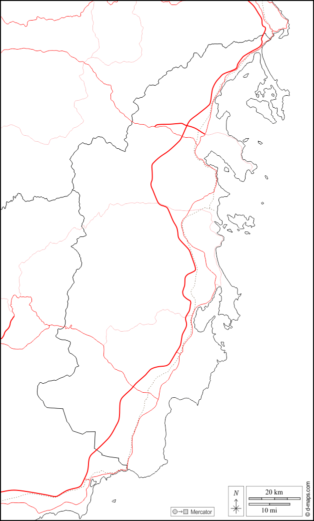 Provincia di Khanh Hoa : d-maps.com: mappa gratuita, mappa muta gratuita, cartina muta gratuita : frontiere, strade, bianco