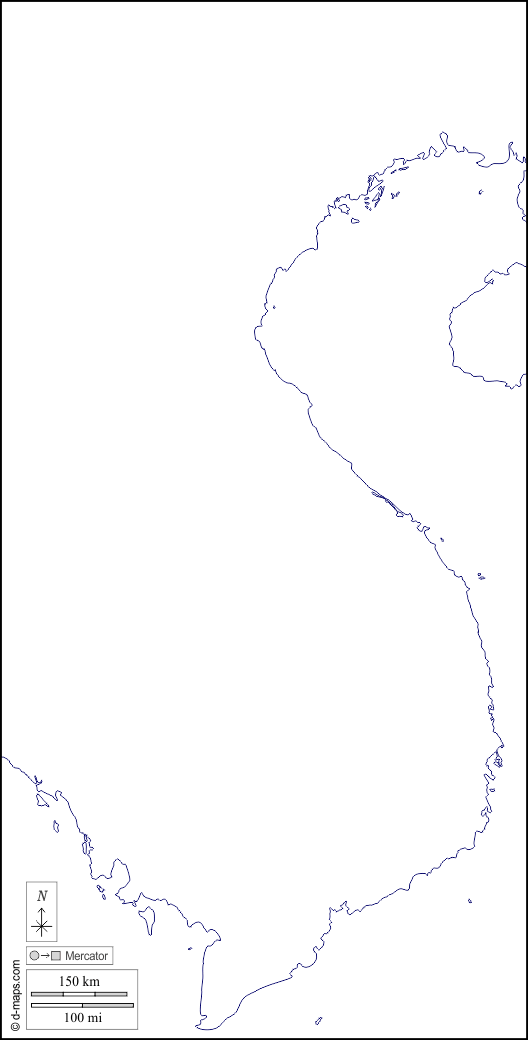 Vietnam : d-maps.com: free map, free blank map, free outline map, free base map : coasts