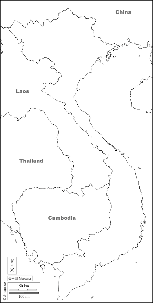 Vietnam : d-maps.com: free map, free blank map, free outline map, free base map : boundaries, names