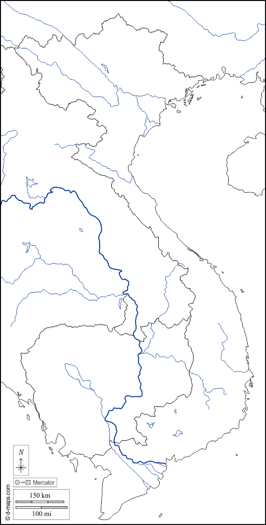 Vietnam : d-maps.com: free map, free blank map, free outline map, free base map : boundaries, hydrography, white